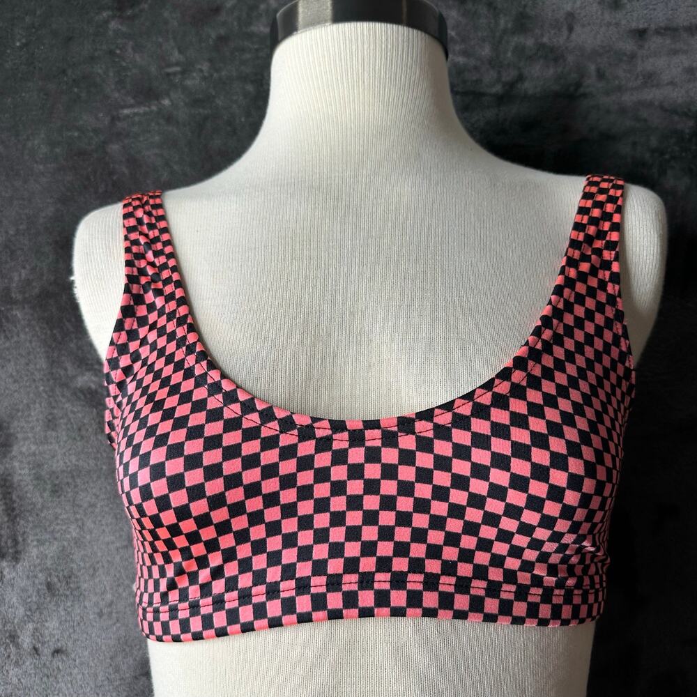 Vintage 80s/90s Scoop Neck Bikini Top Red Checkered
Womens Size S/M